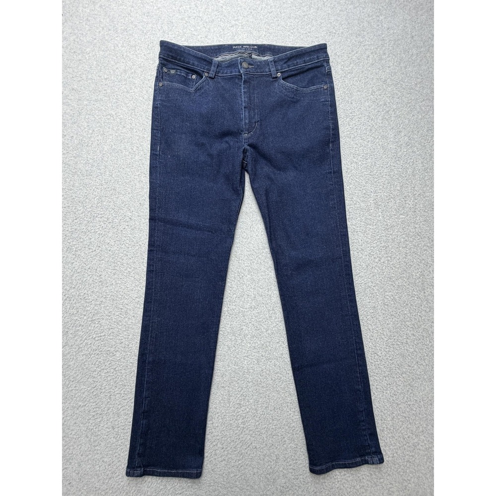 Mack Weldon Silver Denim Jeans Mens 34x32 Blue Dark Wash Straight Stretch‎